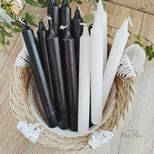Bougie blanche et noire droite 22cm – fabrication française