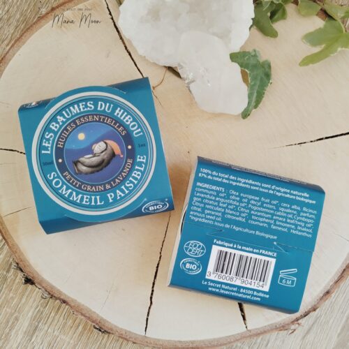 Baume du Hibou Sommeil Paisible – 30 ml, soin naturel aux huiles essentielles pour favoriser le sommeil