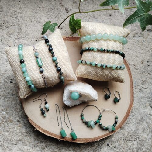 Collection Beltane de bijoux en pierres naturelles – émeraude et aventurine fabriqués à la main