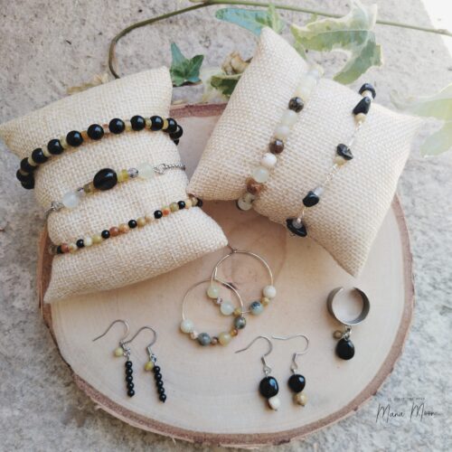 Bijoux en pierres naturelles pour l’harmonisation des chakras – Tourmaline, Serpentine et acier inoxydable – Collection Chakra par Mana Moon