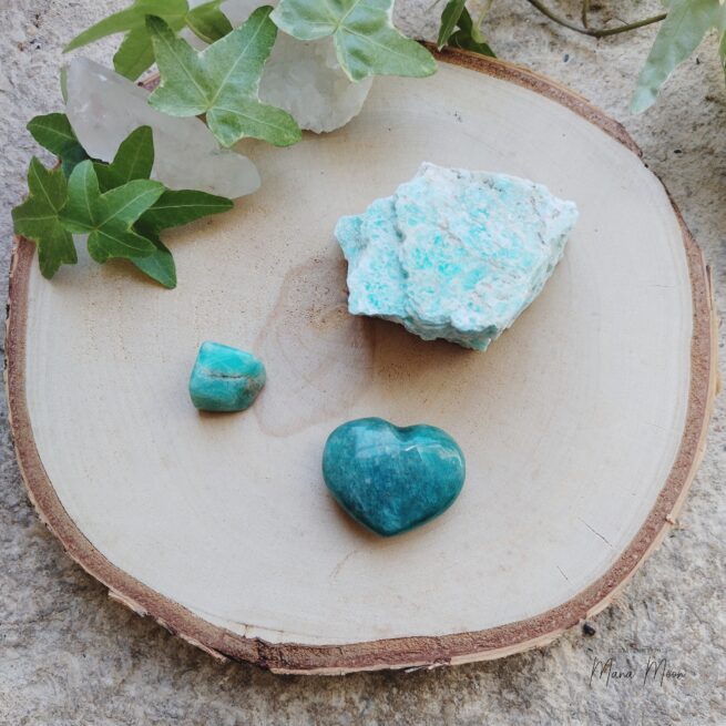 Amazonite bleu-vert symbolisant la clarté mentale, le réconfort et l’équilibre intérieur