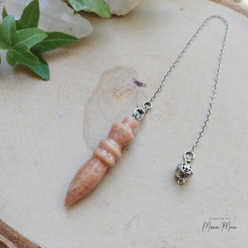 Pendule en Pierre de Lune naturelle avec chaînette de 20 cm – radiesthésie, intuition et équilibre émotionnel