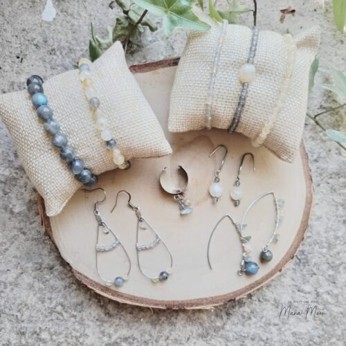 collection lune miel - bijoux faits main en labradorite, citrine et acier inoxydable