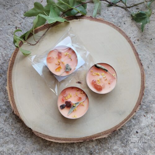 Chauffe-plats parfumés Lughnasadh avec Cornaline et brins de sauge, parfum floral doux