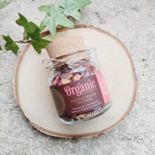 encens résine rose et géranium pot en verre chakra du cœur amour méditation 25 g