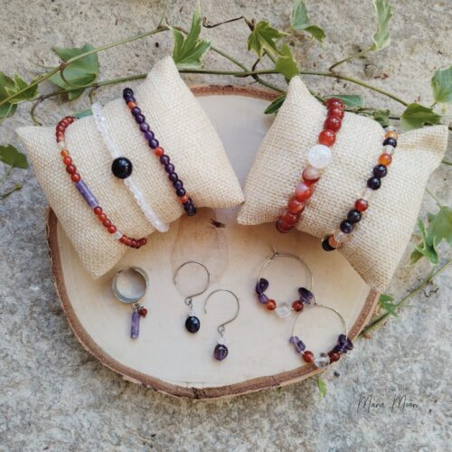 Collection Mabon en améthyste cornaline et cristal de roche – énergie d’équilibre