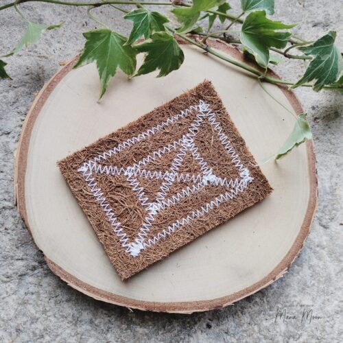 éponge coco 2 en 1, porte-savon coco naturel, éponge exfoliante fibre coco, accessoire salle de bain zéro déchet