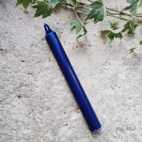 bougie bleue teintée dans la masse, 22cm
