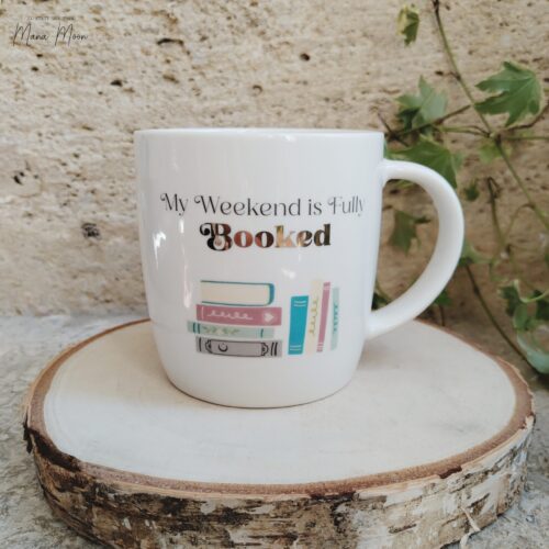 tasse en céramique “Mon week-end est entièrement réservé” pour les amateurs de lecture