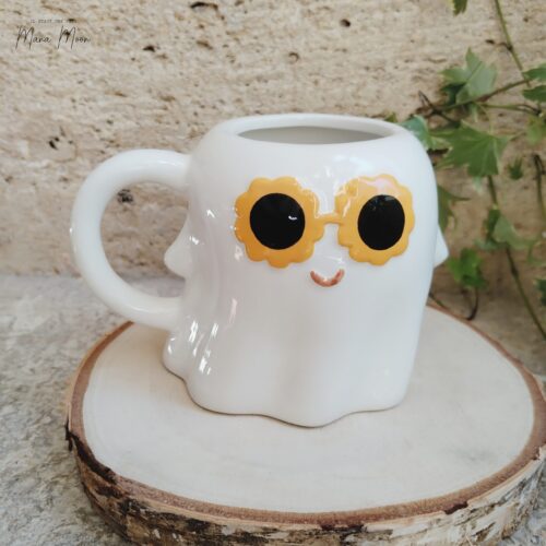 tasse en céramique en forme de fantôme avec lunettes rétro – collection Halloween Groovy Ghosts