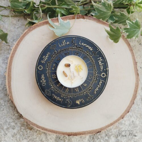 bougeoir roue de l’année résine sabbats païens rituel wicca décoration spirituelle