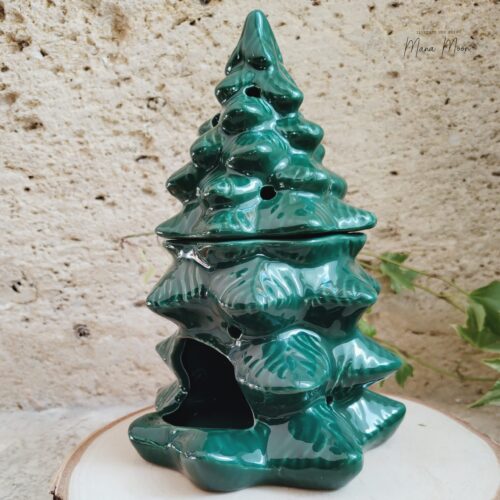 brûleur à parfum en forme de sapin vert – décoration festive et diffuseur de senteurs hivernales