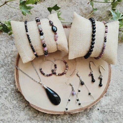 Bijoux en tourmaline noire et multicolore – Collection Nuit Polychrome