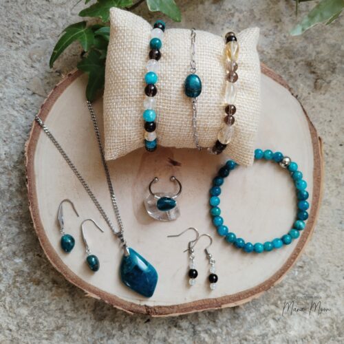 Bijoux en apatite, citrine et quartz fumé – Collection Impulse