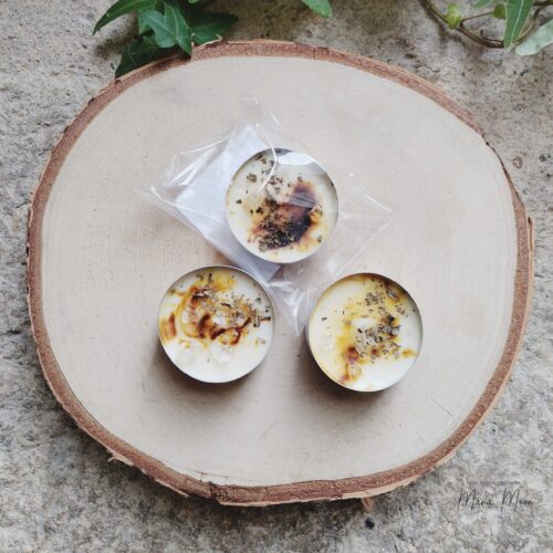 Chauffe-plats parfumés Imbolc 2026 artisanaux avec cristal de roche et basilic – parfum noix miel coco vanille