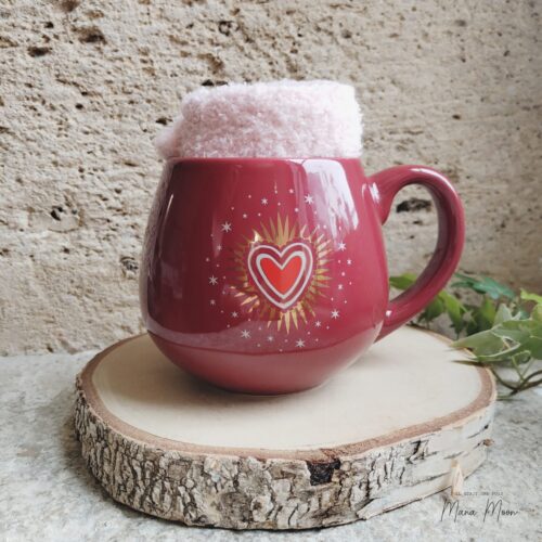 Tasse Sacré Cœur avec chaussettes roses cocooning