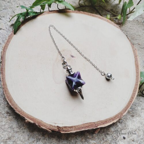 Pendule Merkaba en Améthyste – Intuition & géométrie sacrée
