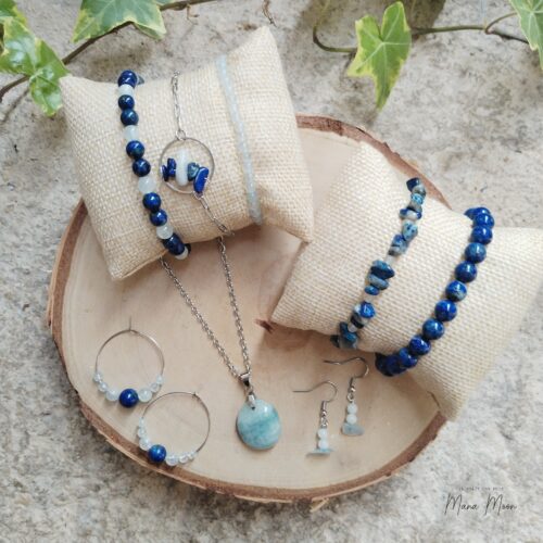 Bijoux en lapis lazuli et aigue-marine – Collection Pouvoir
