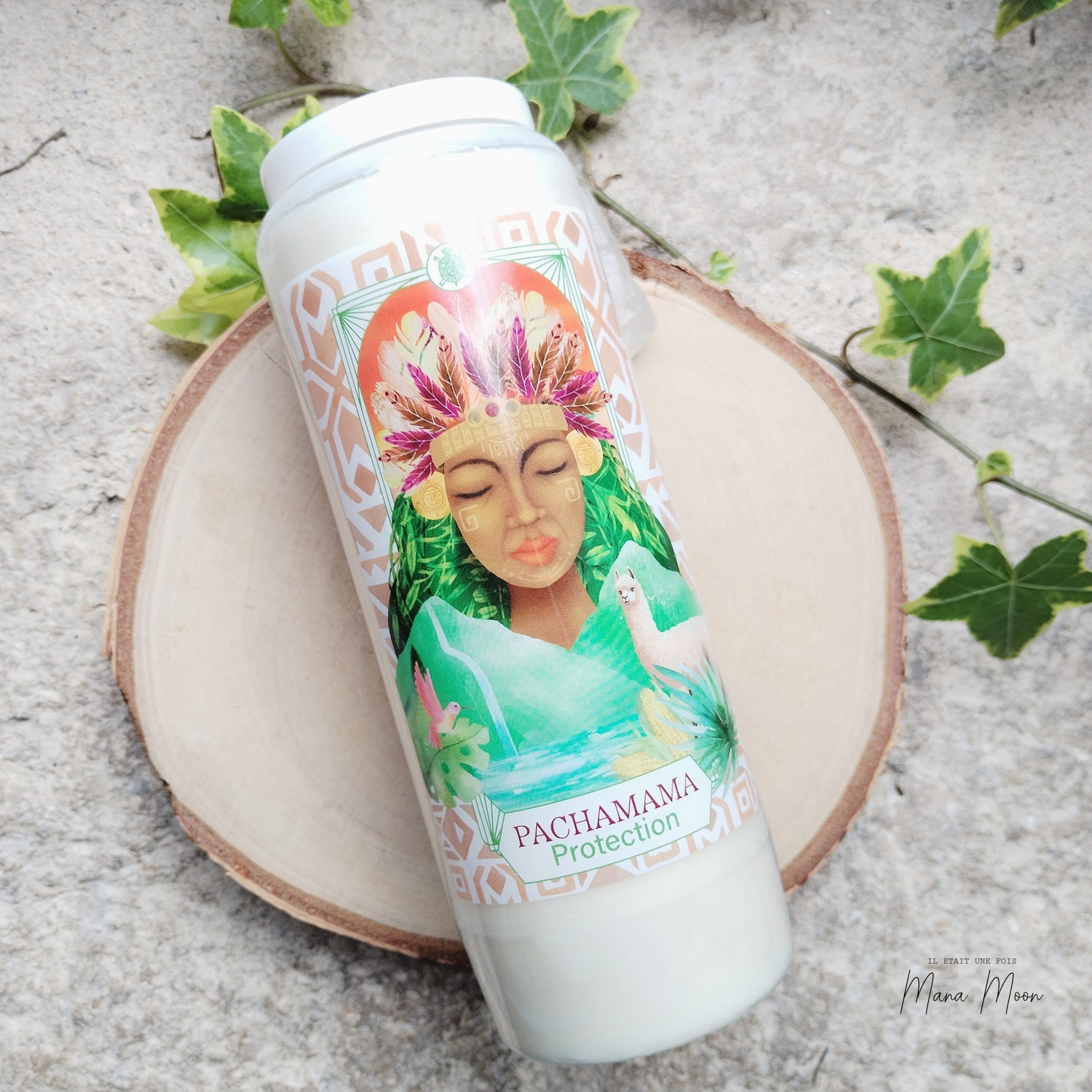 Bougie neuvaine spirituelle 9 jours pour prière, rituel, protection et intention. Modèles Vierge Marie, Marie qui défait les nœuds, Lune, Pachamama, Artémis.