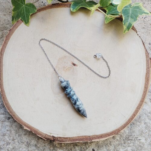 Pendule en Merlinite naturelle – Intuition & connexion spirituelle