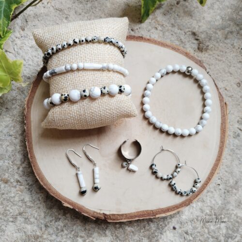 Collection Extrem – Bijoux Howlite & Jaspe Dalmatien | Émotions & Équilibre