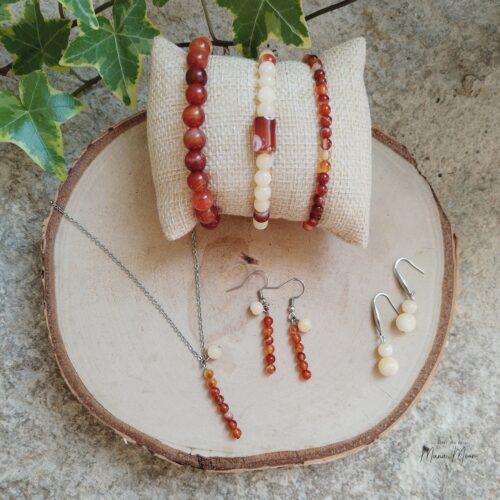 Bijoux en cornaline et calcite orange – Collection Lune des Fleurs