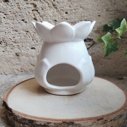 Brûleur à parfum lotus blanc en céramique décoration zen méditation