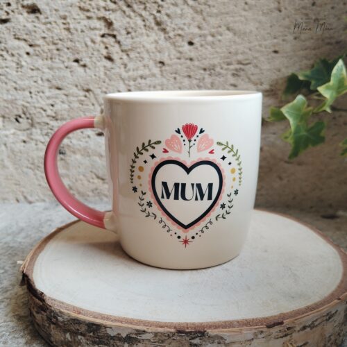 Tasse maman en céramique avec motif cœur folklorique cadeau fête des mères