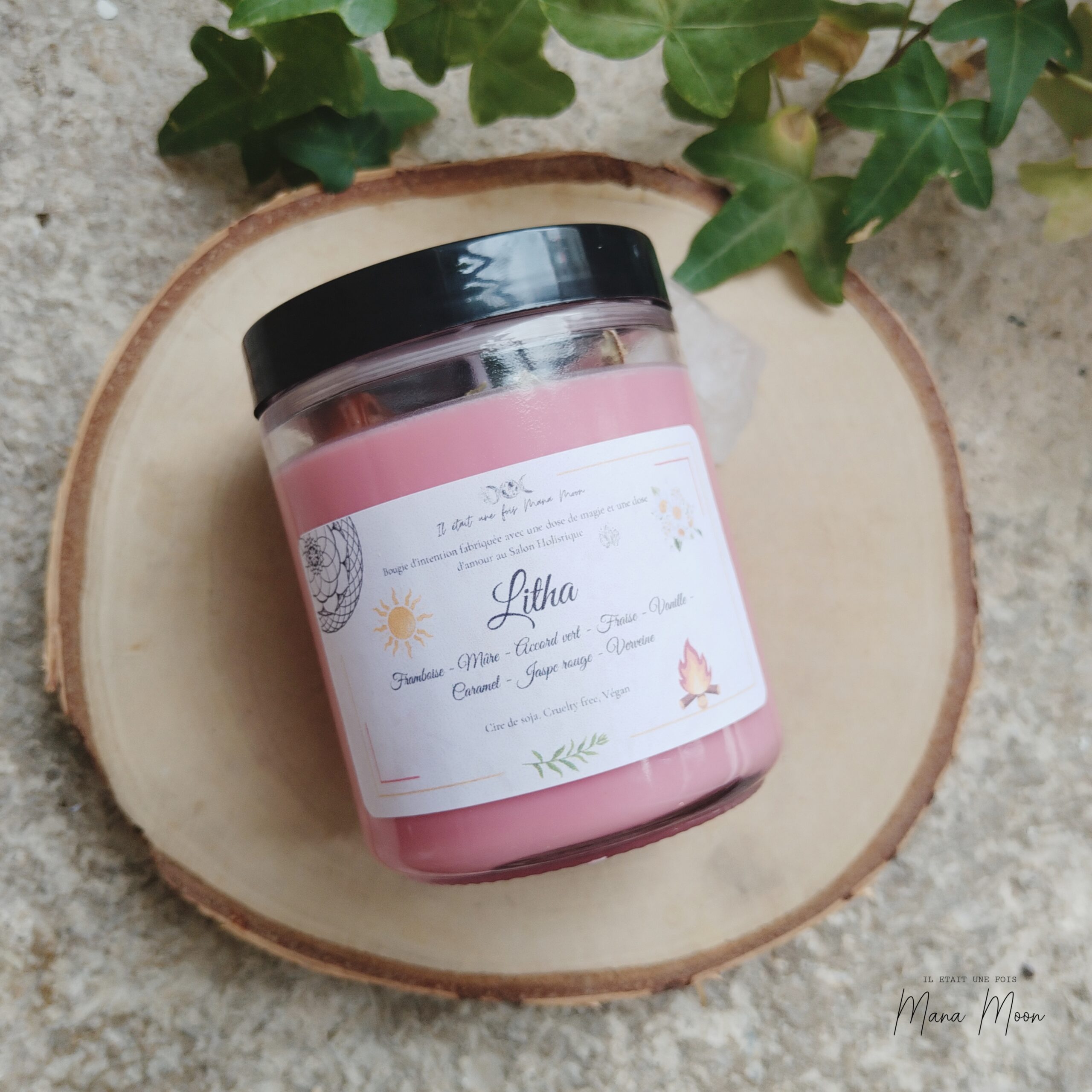bougie litha 2026 parfum framboise fraise vanille caramel