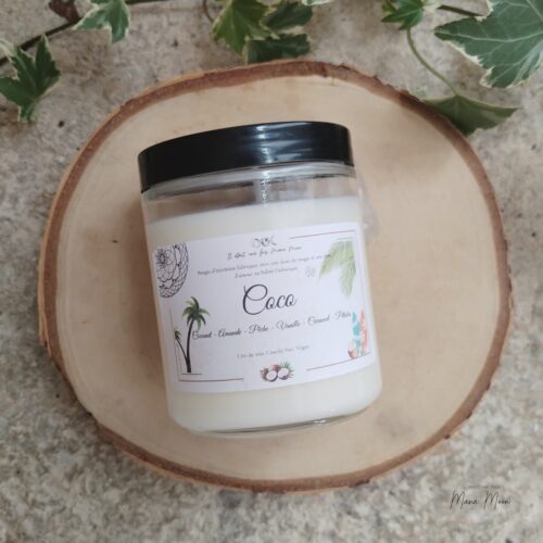 bougie artisanale parfum noix de coco et amande